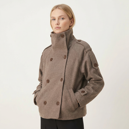 Solmira | Wool Blend Coat with Stand Collar