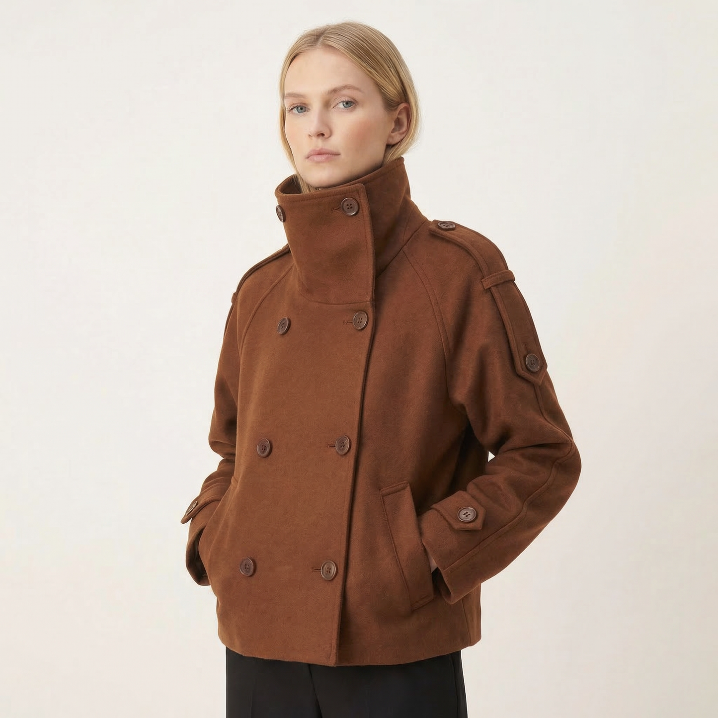 Solmira | Wool Blend Coat with Stand Collar