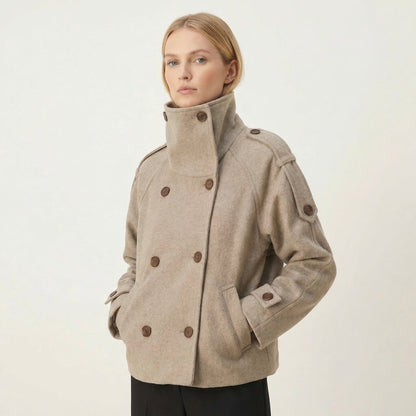 Solmira | Wool Blend Coat with Stand Collar