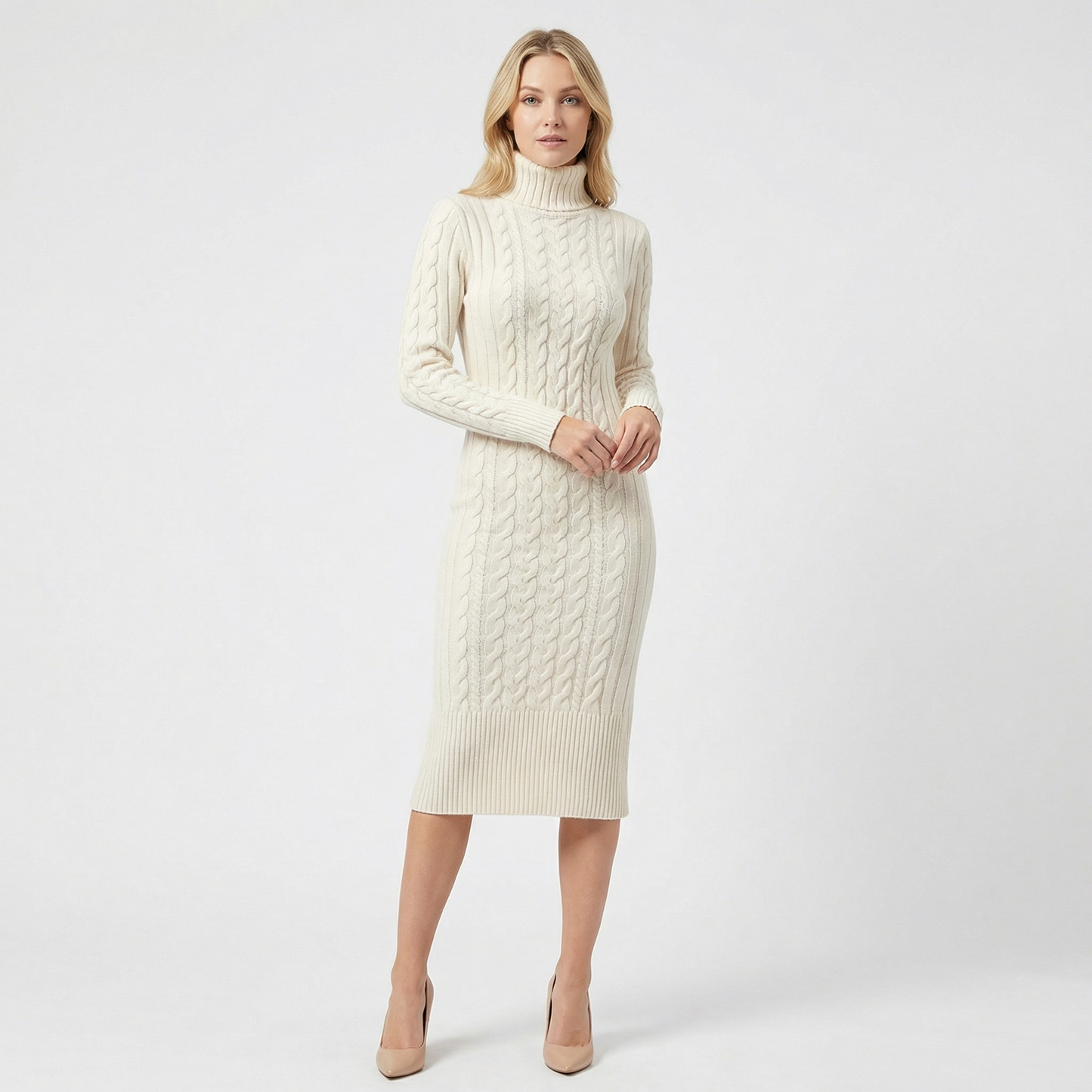 Elowira | Ribbed Knit Midi Dress