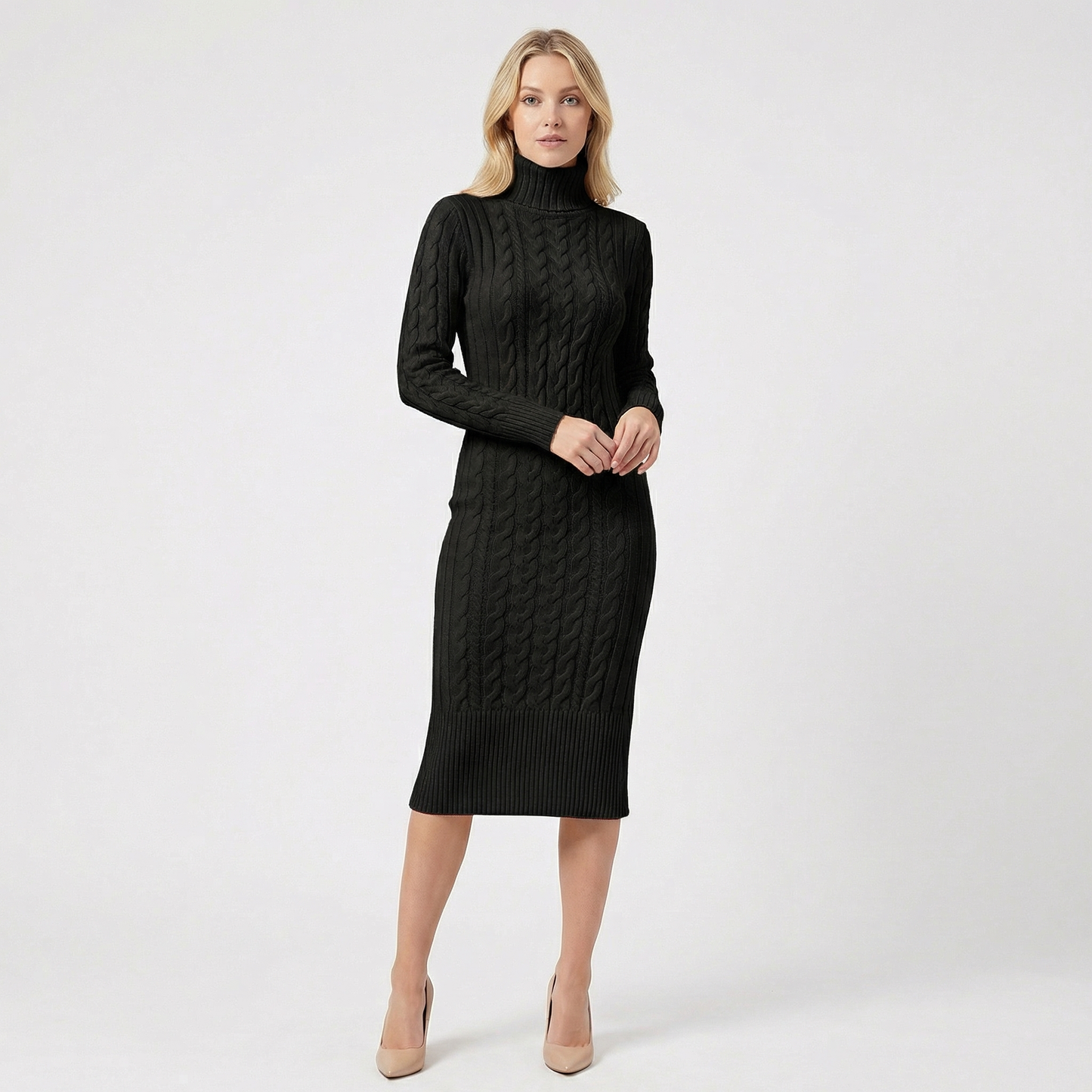 Elowira | Ribbed Knit Midi Dress
