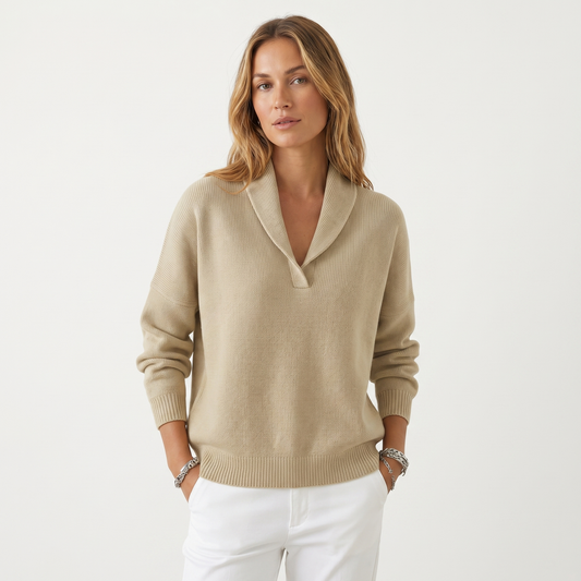 Noemie | Relaxed V-Neck Knit Pullover Sweater