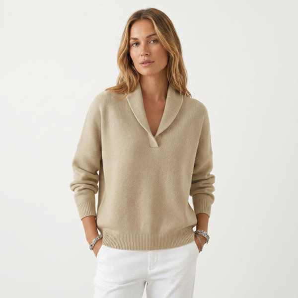 Noemie | Relaxed V-Neck Knit Pullover Sweater