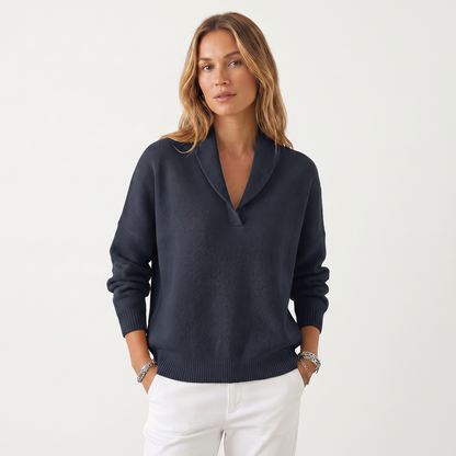 Noemie | Relaxed V-Neck Knit Pullover Sweater