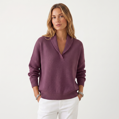 Noemie | Relaxed V-Neck Knit Pullover Sweater