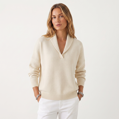 Noemie | Relaxed V-Neck Knit Pullover Sweater