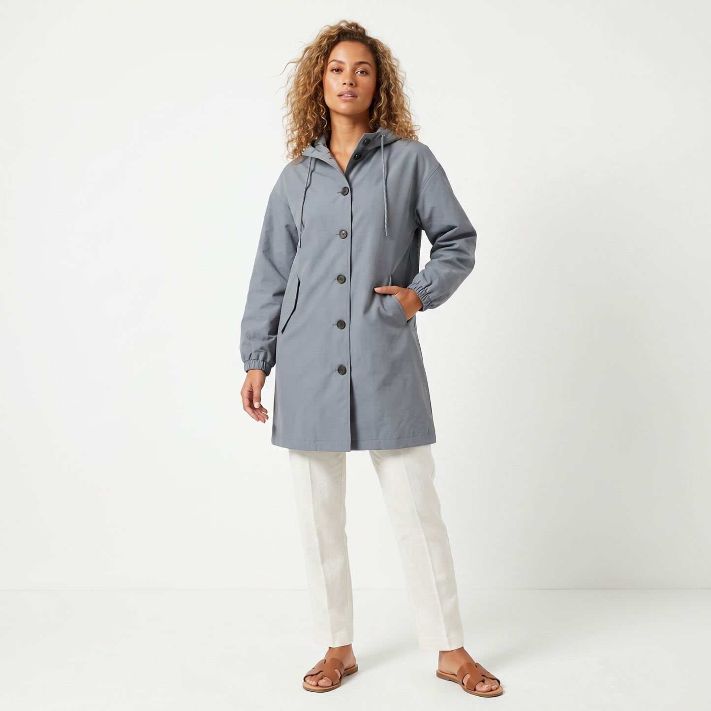 Mirelle | Hooded Mid-Length Trench Coat