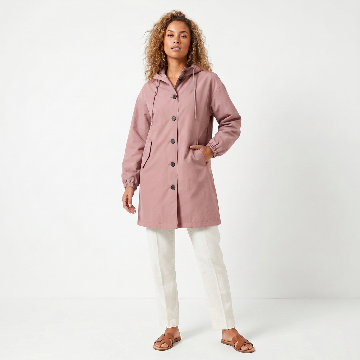 Mirelle | Hooded Mid-Length Trench Coat