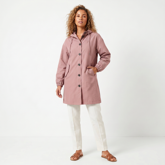 Mirelle | Hooded Mid-Length Trench Coat