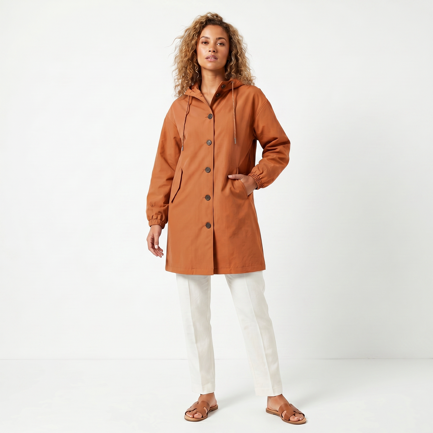 Mirelle | Hooded Mid-Length Trench Coat