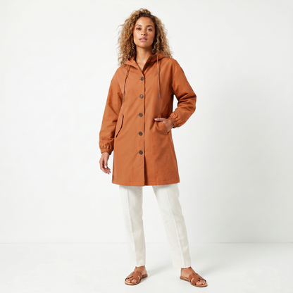 Mirelle | Hooded Mid-Length Trench Coat