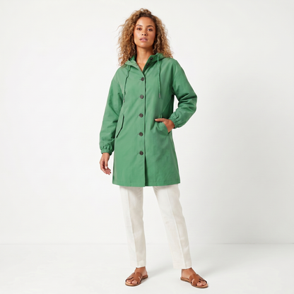 Mirelle | Hooded Mid-Length Trench Coat