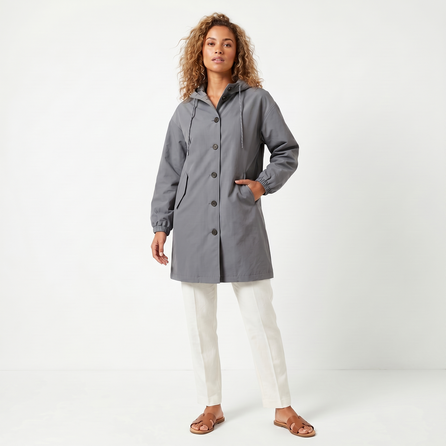 Mirelle | Hooded Mid-Length Trench Coat