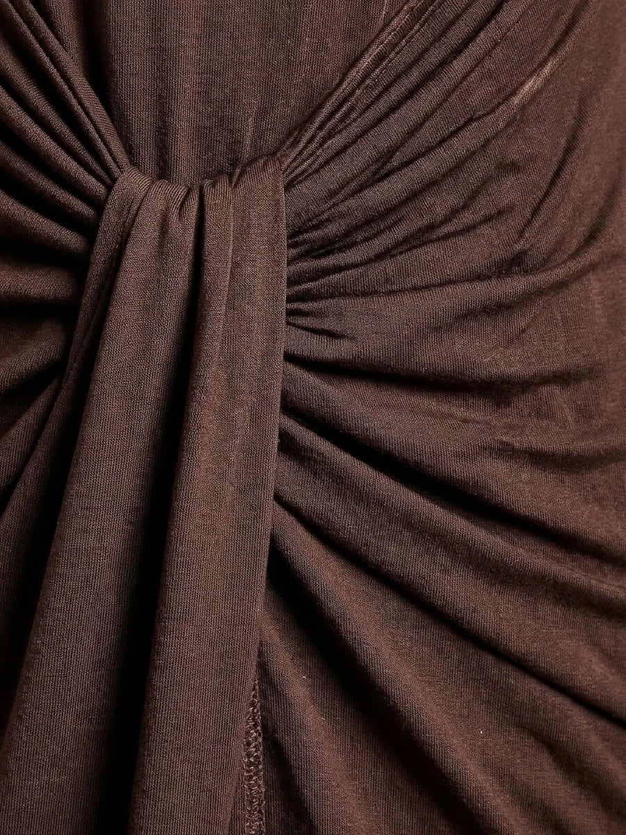 Flore | Ruched Twist Knot Maxi Dress