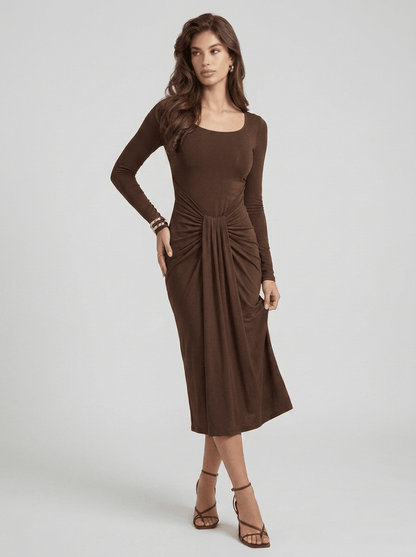 Flore | Ruched Twist Knot Maxi Dress