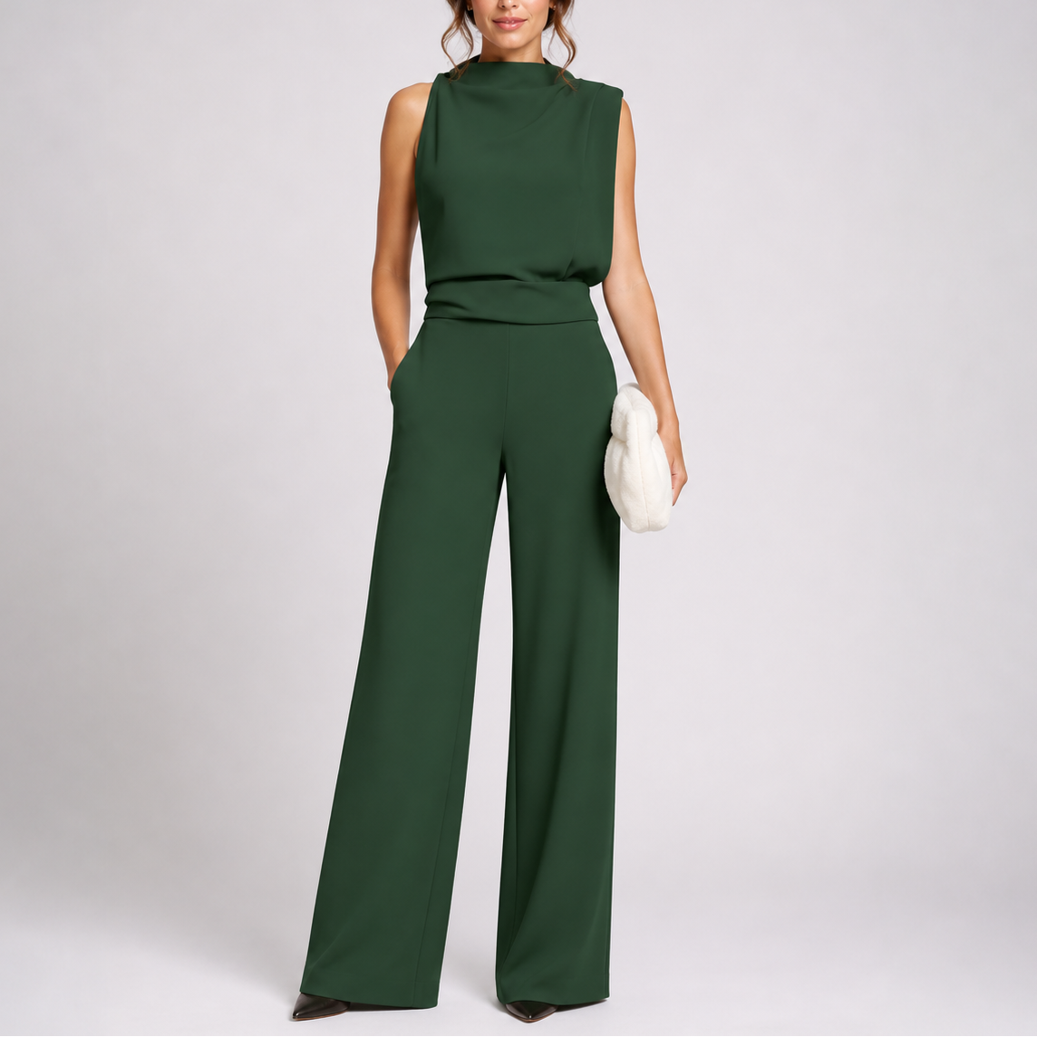 Helene | High Neck Sleeveless Wide-Leg Jumpsuit