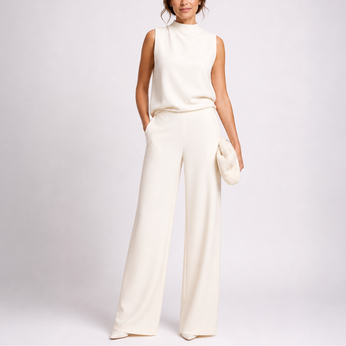Helene | High Neck Sleeveless Wide-Leg Jumpsuit
