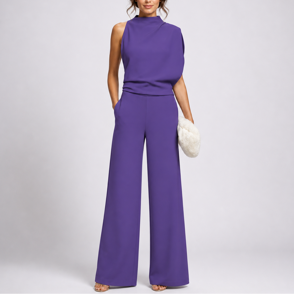 Helene | High Neck Sleeveless Wide-Leg Jumpsuit