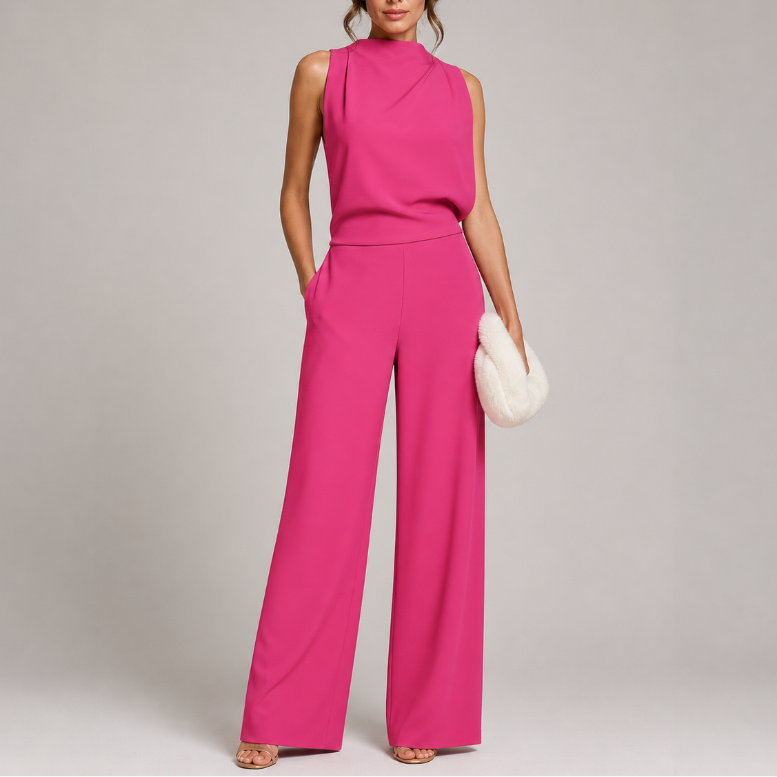 Helene | High Neck Sleeveless Wide-Leg Jumpsuit