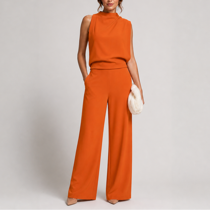 Helene | High Neck Sleeveless Wide-Leg Jumpsuit