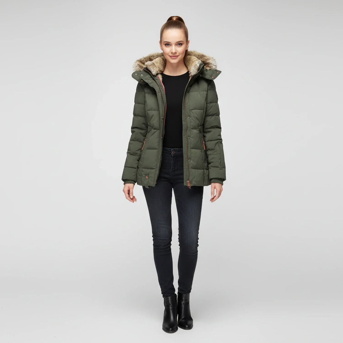 Lea | Faux Fur Hood Quilted Puffer Jacket