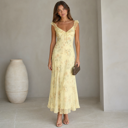 Fleurette | Floral Ruffle Strap Maxi Dress