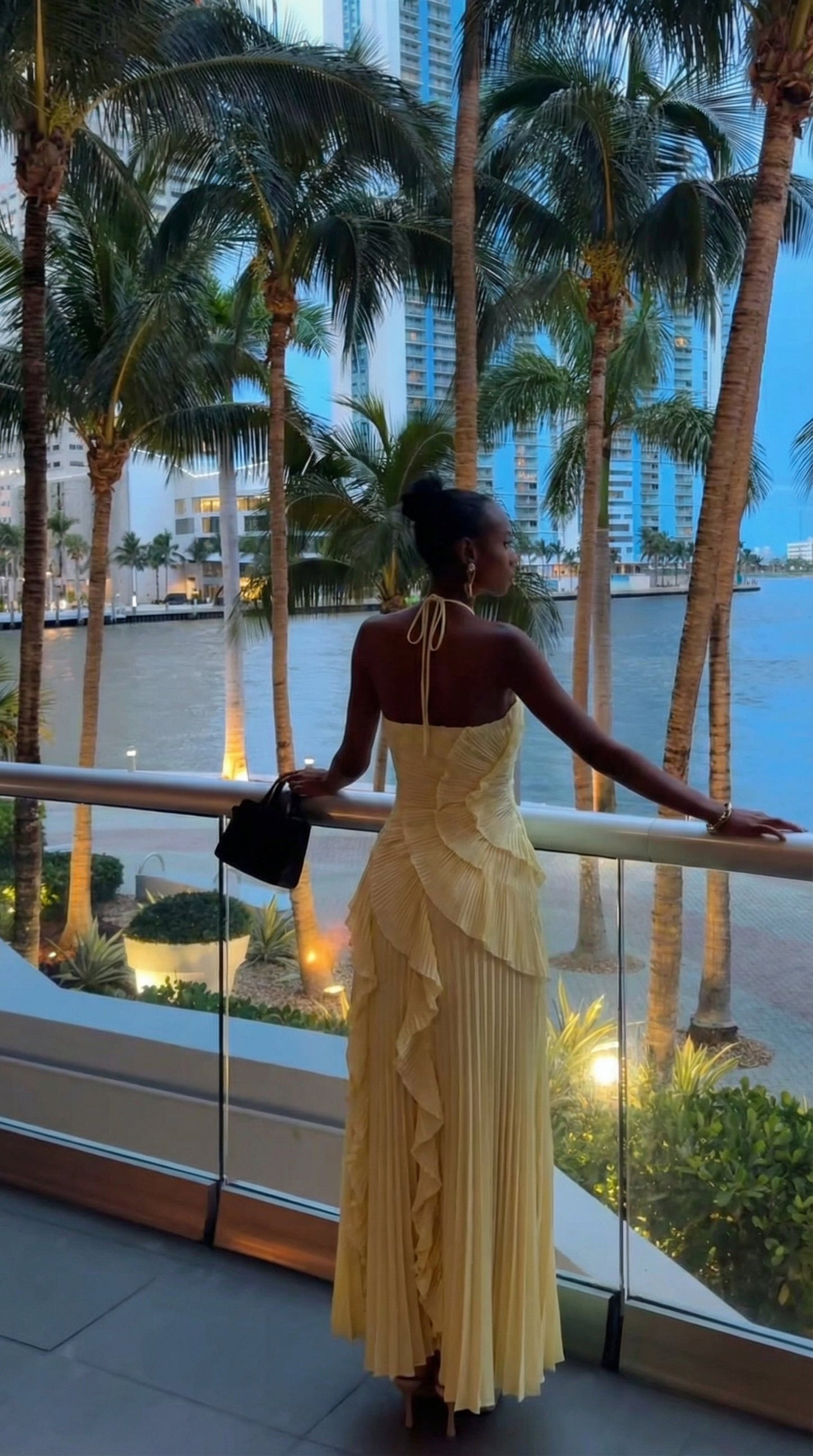 Lucienne | Halter Neck Ruffle Asymmetric Maxi Dress