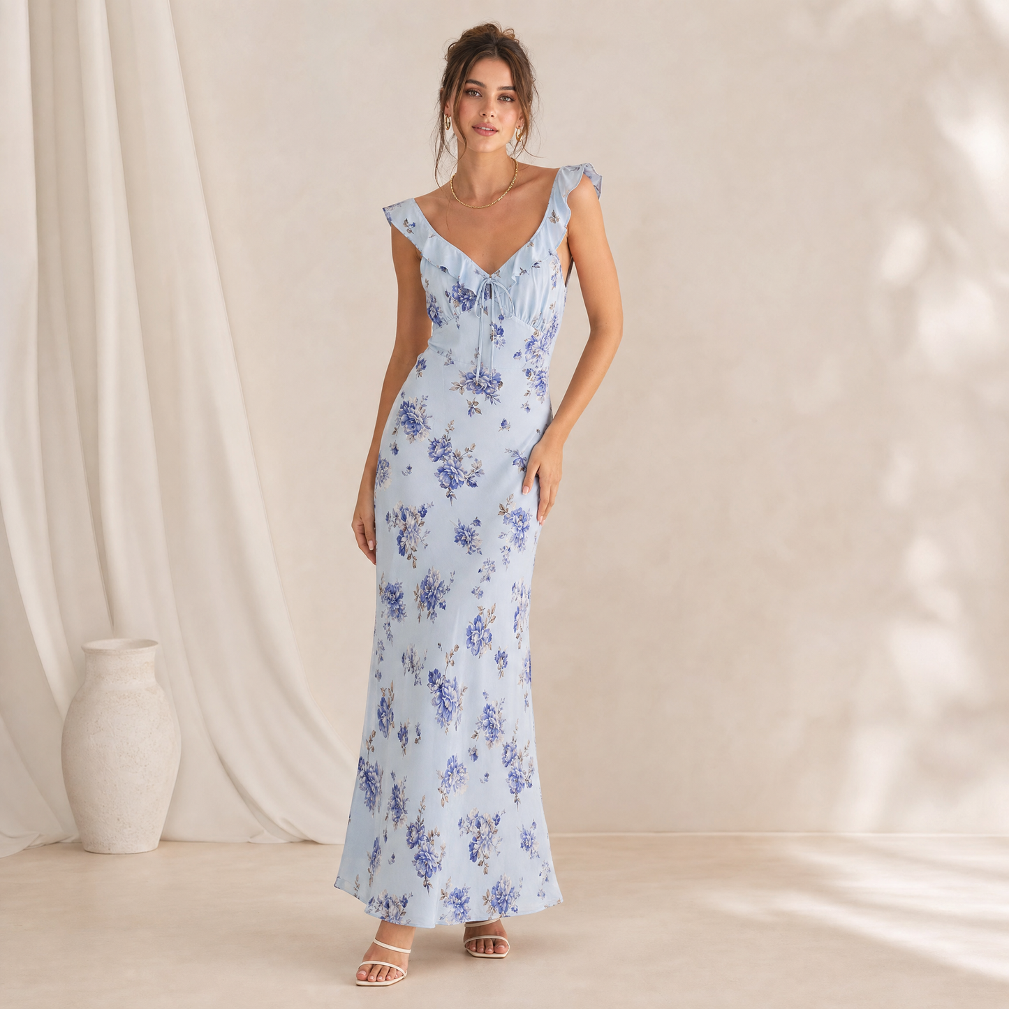 Fleurette | Floral Ruffle Strap Maxi Dress