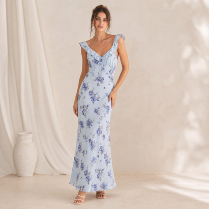 Fleurette | Floral Ruffle Strap Maxi Dress