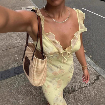 Fleurette | Floral Ruffle Strap Maxi Dress