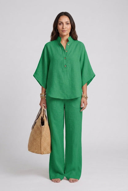 Floriane | Collared Top & Wide-Leg Trouser Set