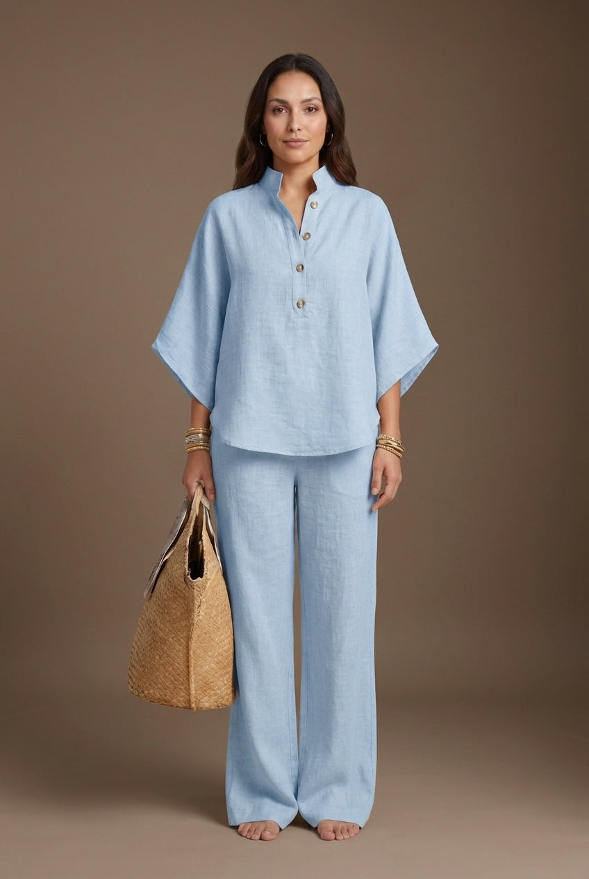 Floriane | Collared Top & Wide-Leg Trouser Set