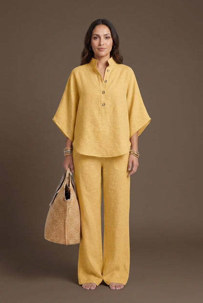 Floriane | Collared Top & Wide-Leg Trouser Set
