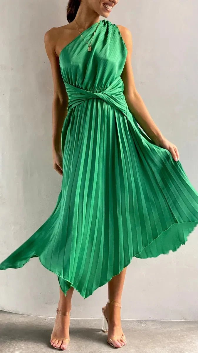 Thalia | One Shoulder Pleated Party Dress