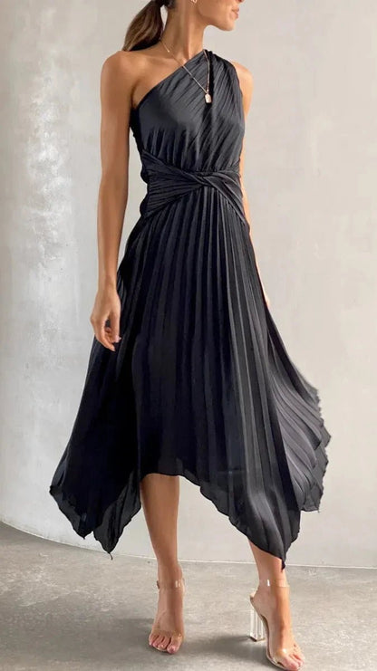 Thalia | One Shoulder Pleated Party Dress