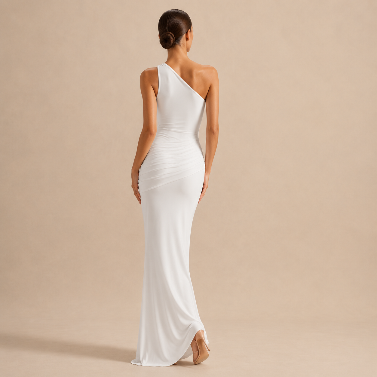 Ines | Women's One Shoulder Satin Maxi Dress