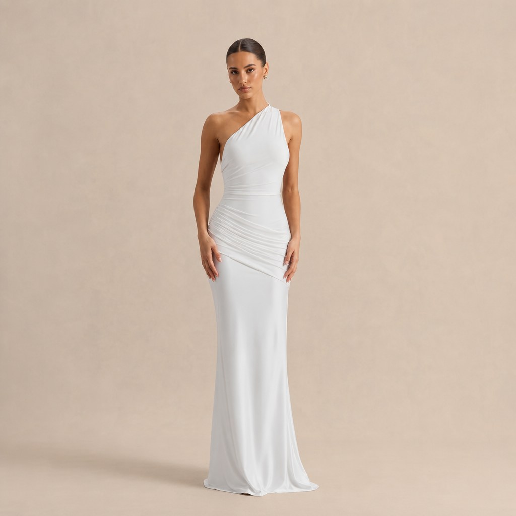 Ines | Women's One Shoulder Satin Maxi Dress