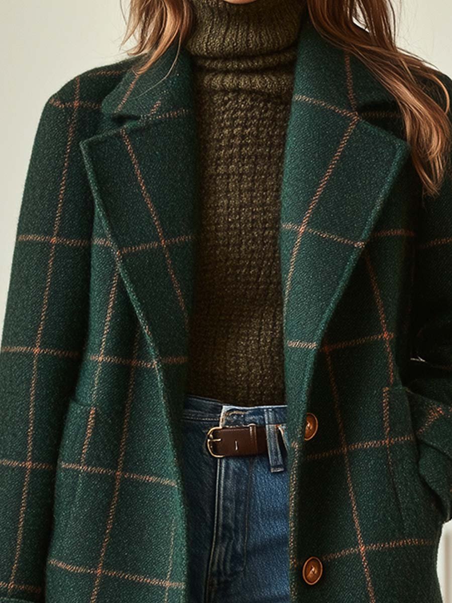 Violette | Classic Plaid Wool Coat