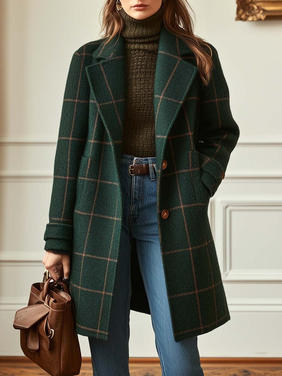 Violette | Classic Plaid Wool Coat