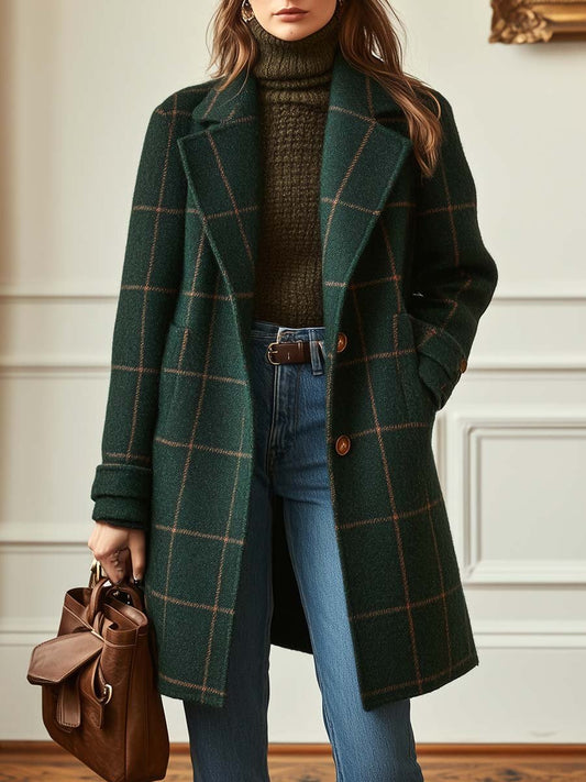 Violette | Classic Plaid Wool Coat