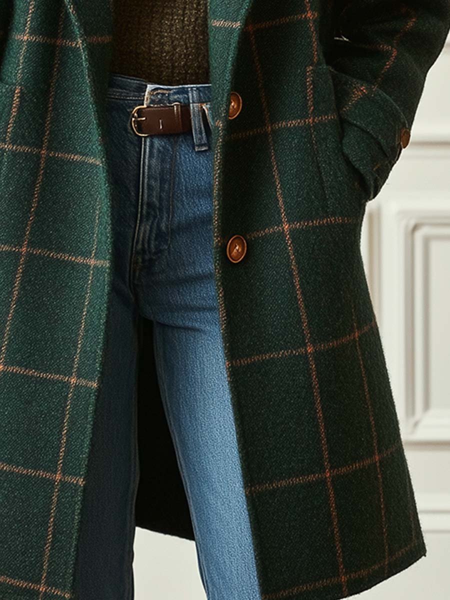Violette | Classic Plaid Wool Coat