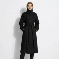 Isadora | Belted Funnel Neck Wool Coat