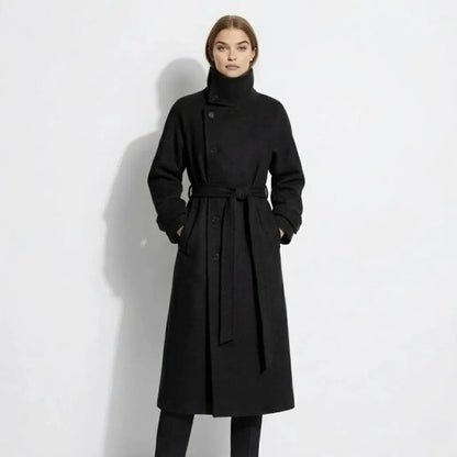 Isadora | Belted Funnel Neck Wool Coat
