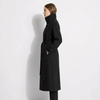 Isadora | Belted Funnel Neck Wool Coat