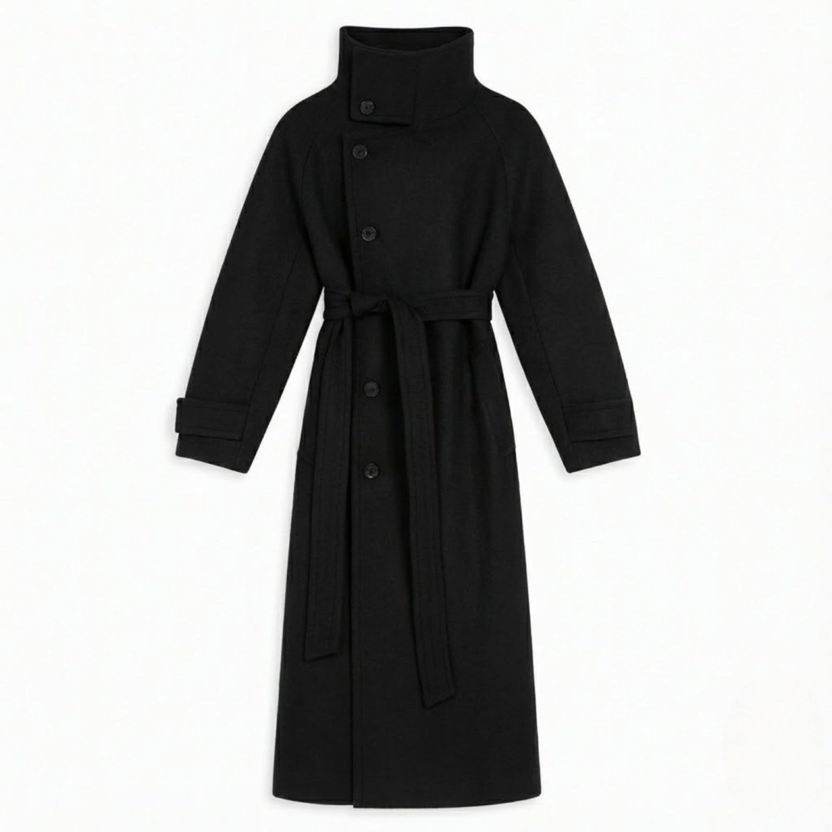 Isadora | Belted Funnel Neck Wool Coat