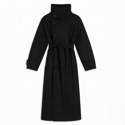 Isadora | Belted Funnel Neck Wool Coat