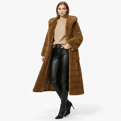 Anastasia | Long Hooded Faux Fur Coat