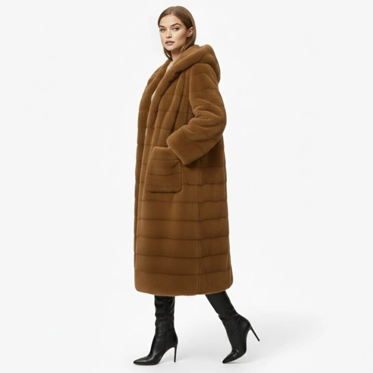 Anastasia | Long Hooded Faux Fur Coat