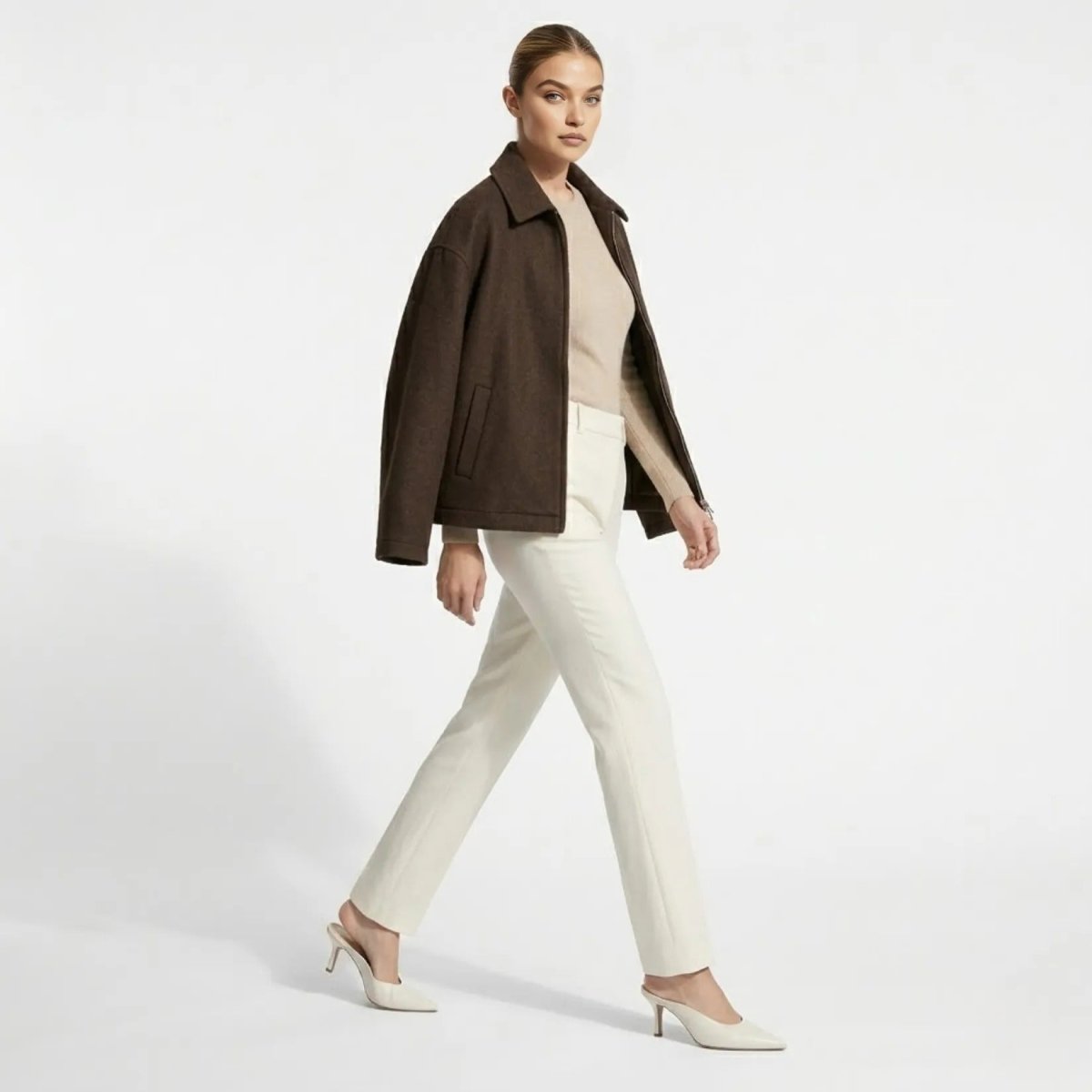 Adrienne | Wool Blend Zip-Up Jacket