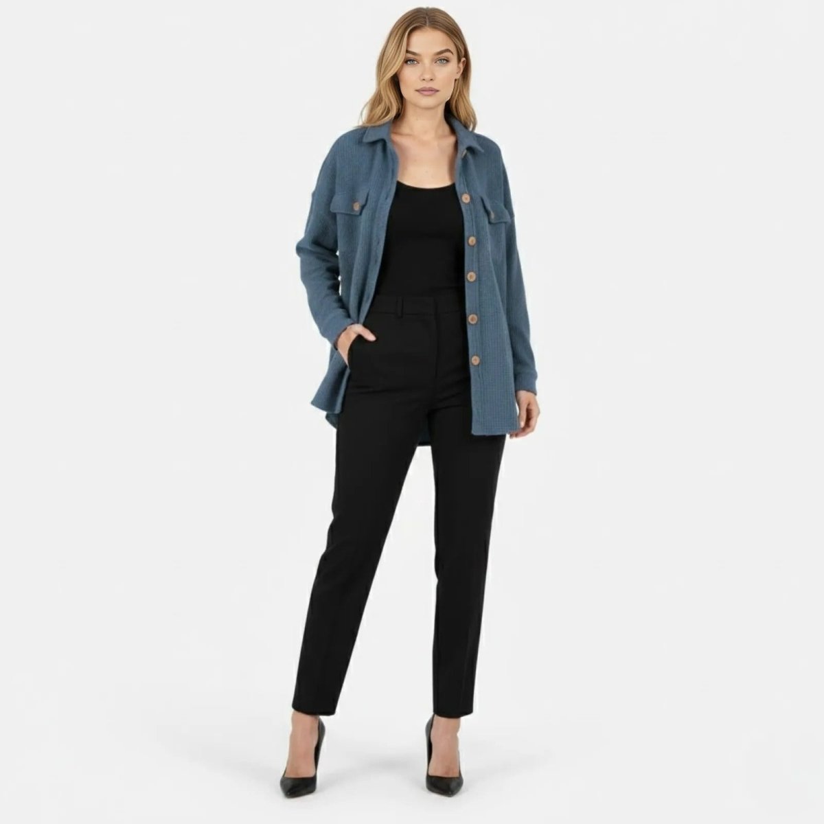 Donelle | Waffle Knit Shacket Relaxed Fit